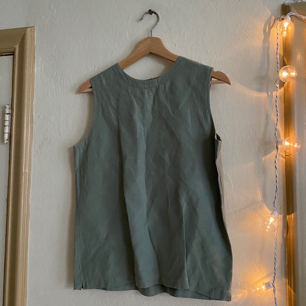VTG Pale Green Raw Silk Cottagecore Tank Top 8